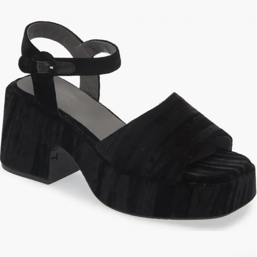 Chocolat Blu Velvet Black Platform Sandals